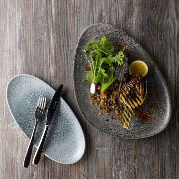 Raku Topaz Blue Chefs' Oval Plate 34.7 x 17.3cm